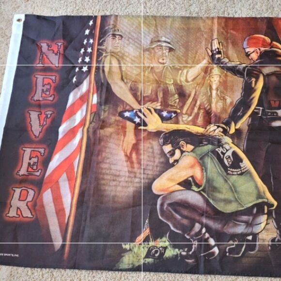 VETERAN BIKERS NEVER FORGET Wall Flag | POW/MIA Vietnam Memorial Flag 3x5 - Picture 5 of 8